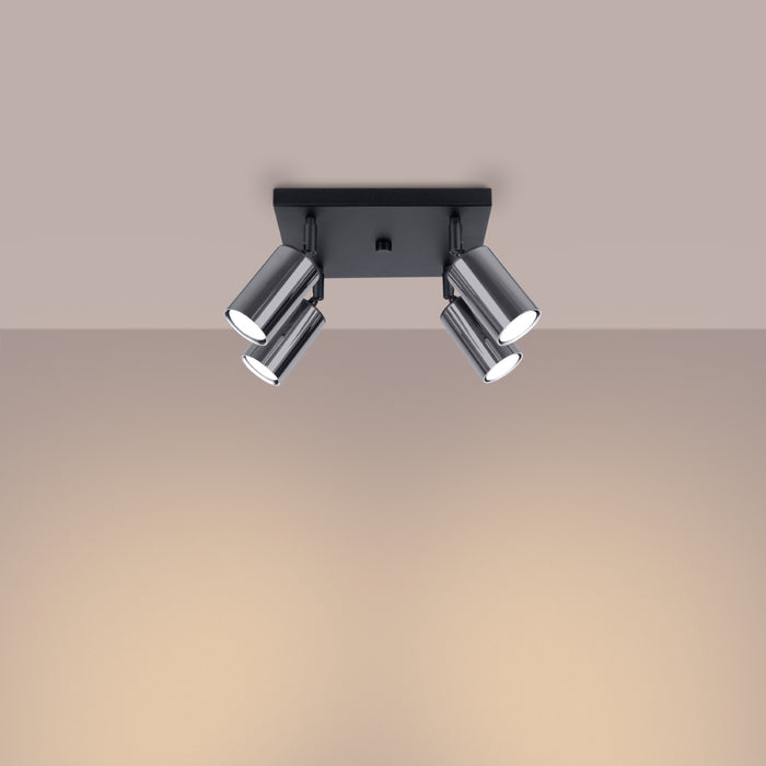 SOLLUX SL.1370 WINX Lámpara de Techo 4 Negro/Cromo