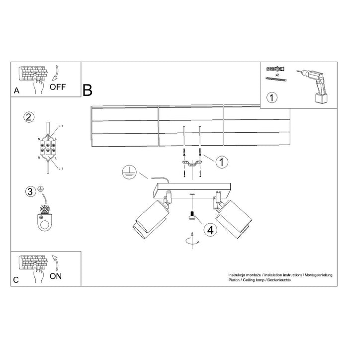 SOLLUX SL.1378 WINX Ceiling Lamp 4 Black/Copper