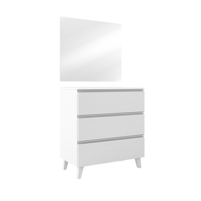 VISOBATH GRANADA Conjunto Mueble de Baño Completo 3 Cajones Color Blanco Ada Mate Tirador Blanco
