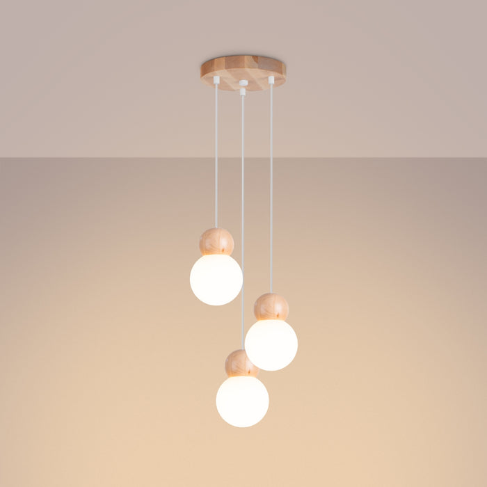 SOLLUX SL.1391 PEKKA Pendant Lamp 3P White/Natural Wood