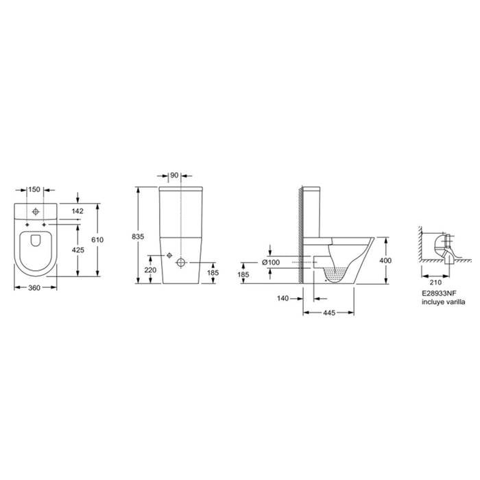 JACOB DELAFON RODIN + Compact Rimless White Toilet