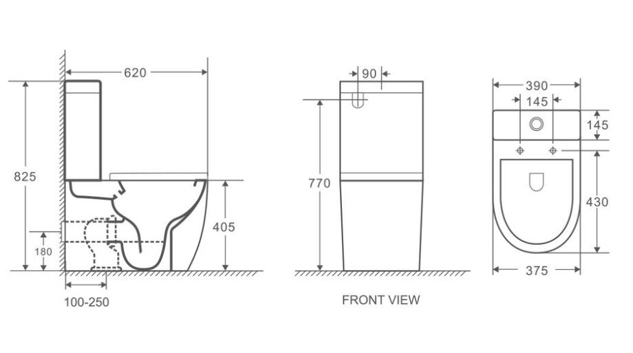 AQUORE 387040 GÉNOVA Pack Inodoro BTW Compacto Negro mate