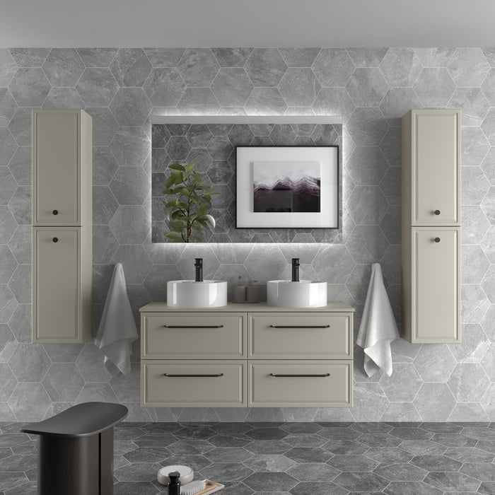 SALGAR 121841 RUNA Mueble de Baño 2 pozas Porcelana 140cm Gris mate