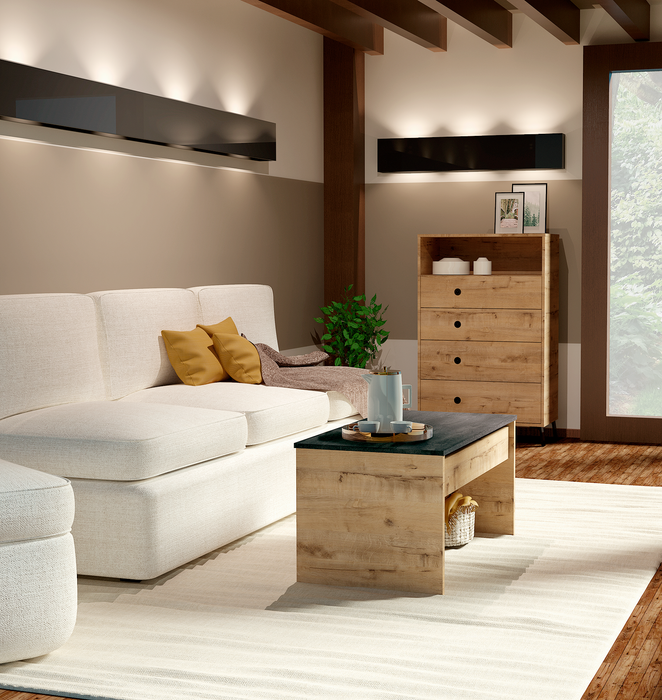 MUEBLES PITARCH Mesa Elevable Roble Gold/Imitación mármol