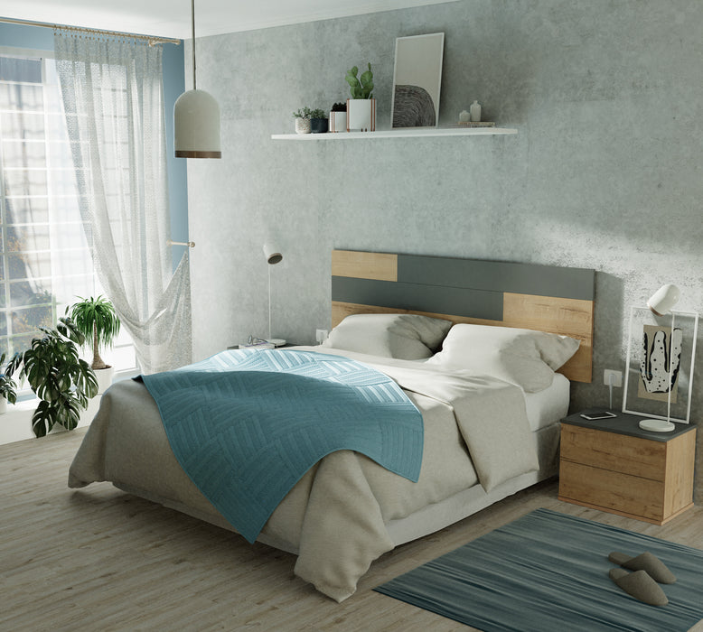 MUEBLES PITARCH pack mesitas y cabecero Erika Roble gold/Gris