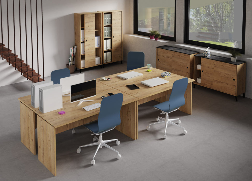 MUEBLES PITARCH Mesa Despacho Rivoli Roble Gold/pivote negro