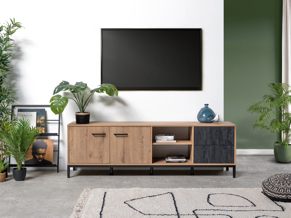 MUEBLES PITARCH Mueble TV Paris Roble Gold/Imitación mármol