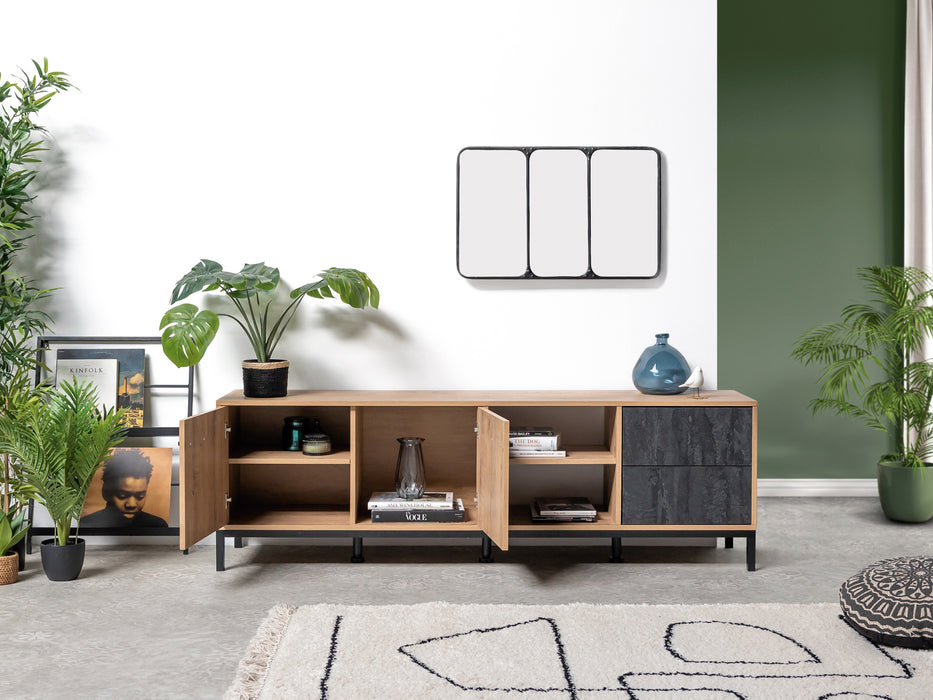 MUEBLES PITARCH Mueble TV Paris Roble Gold/Imitación mármol