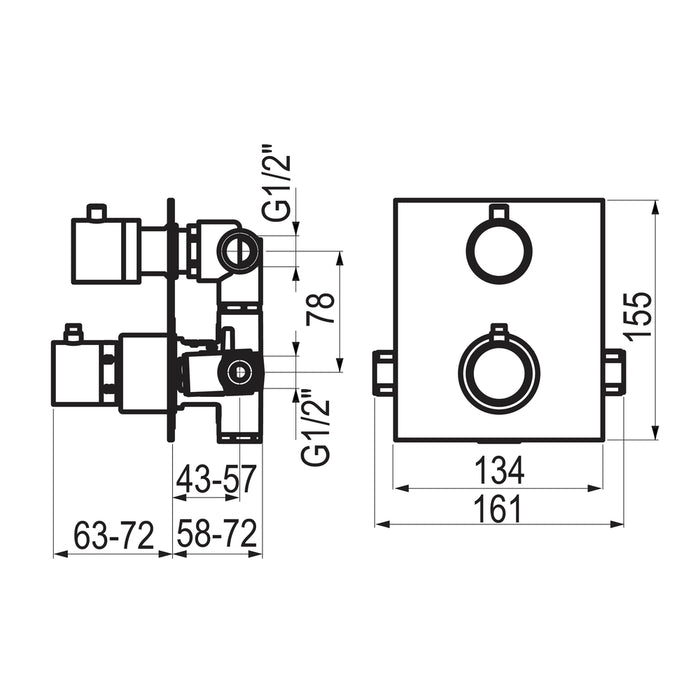 PRESTO 30047400 Atlantis mecanismo ducha 2 vías Cromo
