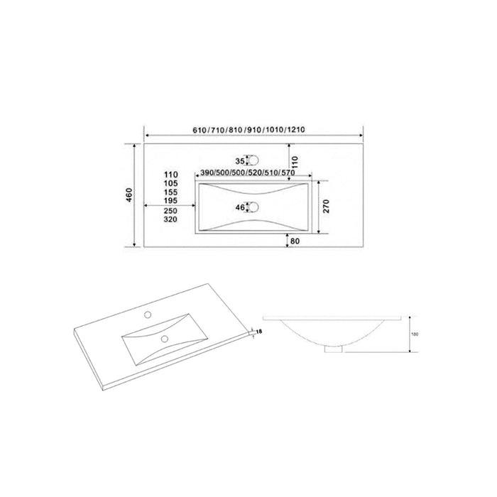 BATHME TRIO Mueble de Baño con Lavabo 3 Cajones Color Blanco Brillo