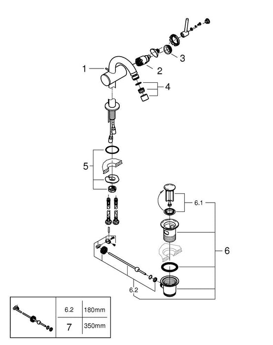 GROHE 24 178 001 ESSENCE Monomando de bidé 1/2" tamaño S cromo