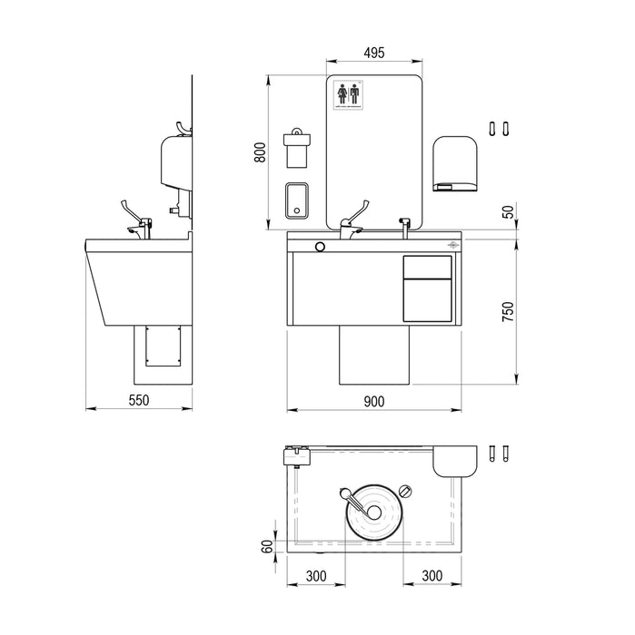 PRESTO 79960 Conjunto para baño ostomizado Inox