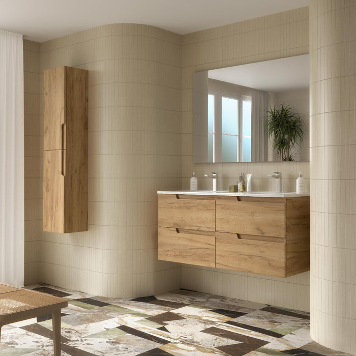 SALGAR 117947 VIMA Mueble+Lavabo+Espejo 120 Color Roble Montana
