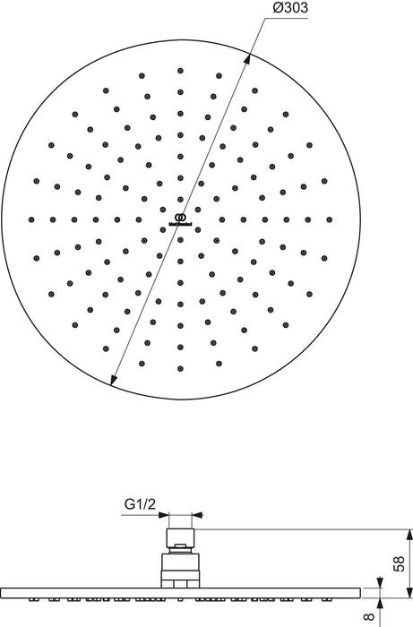 IDEAL STANDARD A5803XG Rociador Redondo 30 Cromo Negro Seda