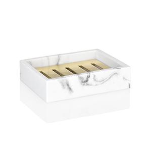 ANDREA HOUSE BA68121 Jabonera Polirresina Efecto Marmol Inox Dorado Mate