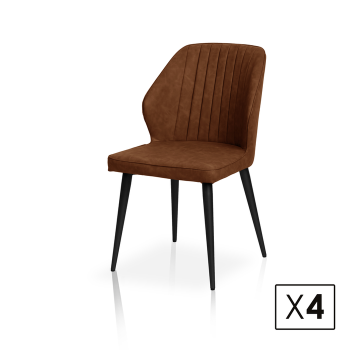 FURNITURE STYLE FS7031AVELPU TRIANA Pack 4 Dining Chairs Imitation Leather Brown Color
