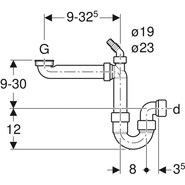 GEBERIT 152.957.11.1 Sifón Curvo Fregadero Blanco