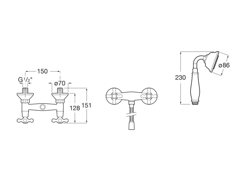 ROCA A5A204BC00 CARMEN Grifo Bimando Ducha con Equipo de Ducha Cromo