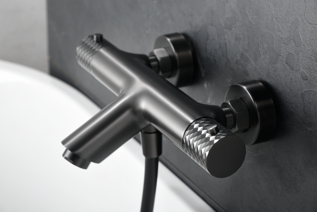 IMEX BTG053-4BGM GENOVA Thermostatic Bath/Shower Kit Black Gun Metal
