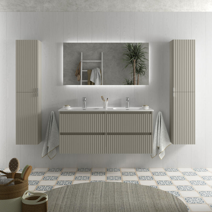 SALGAR 121745 KIRA Mueble de Baño 2 pozas Porcelana 120cm Gris mate