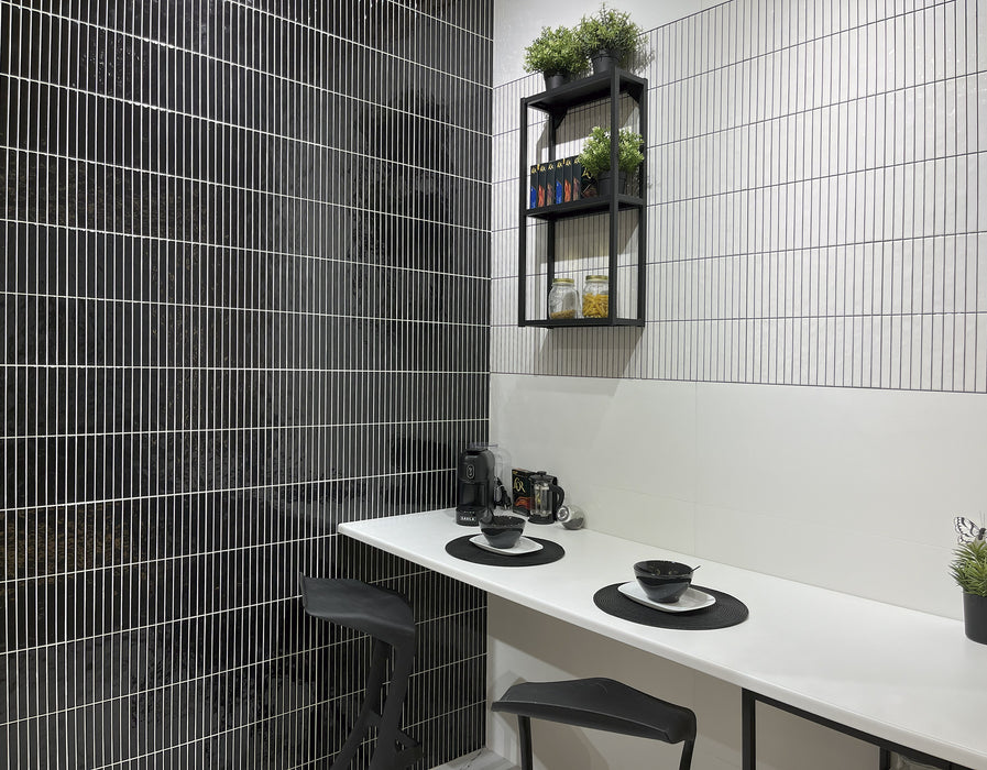 LA PLATERA PENCIL KROMO BLACK 35x35 Azulejo Pasta Blanca