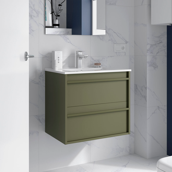 SALGAR ATTILA Mueble de Baño con Lavabo 2 Cajones Color Verde Mate