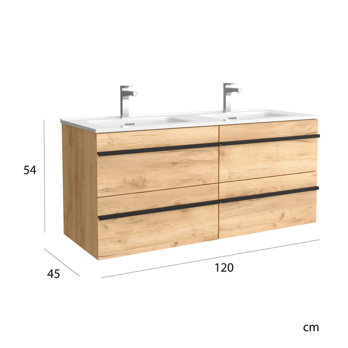 SALGAR 97958 BORN Mueble de Baño con Lavabo 120 cm Color Roble