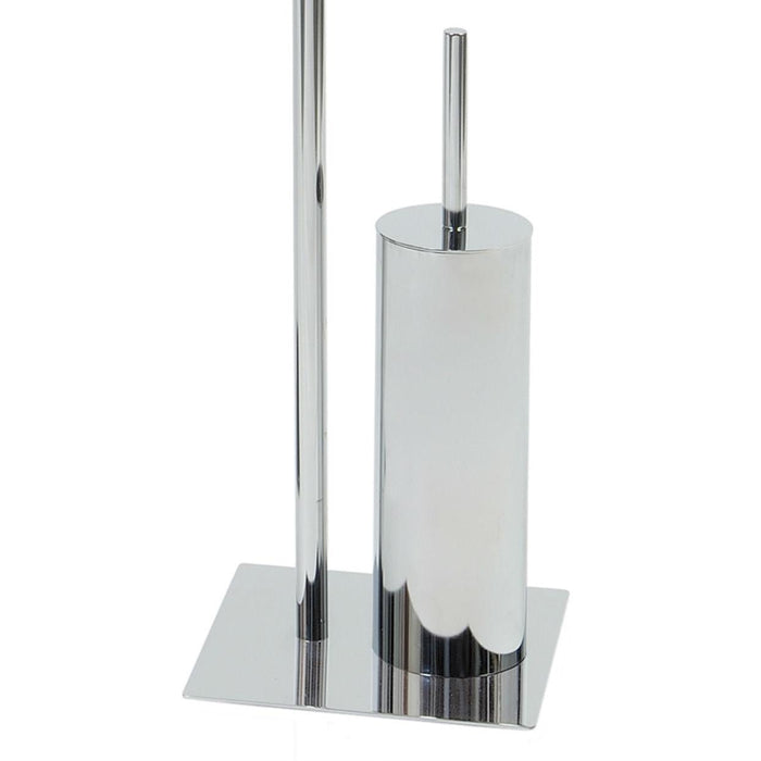 ANDREA HOUSE BA7706 Chrome Shine Standing Toilet Paper Holder and Brush Holder