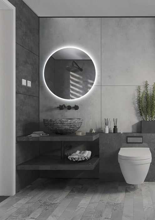 LEDIMEX LOND004/90 LONDRES Round LED Mirror Frosted Outline Chrome 90 cm