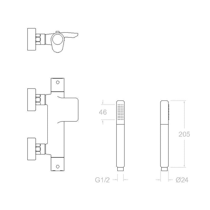 RAMONSOLER 363901DOC ALEXIA Grifo Termostático Baño Ducha con Caño Cascada Con Equipo de Ducha Color Oro Cepillado