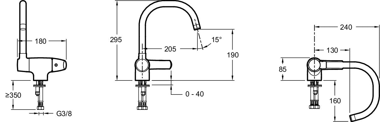Jacob Delafon E76250-CP NATEO Grifo de cocina abatible/plegable