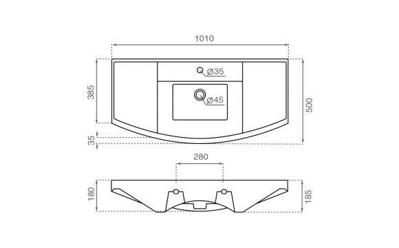 BATHCO 4097 OSLO 100 Lavabo Rectangular