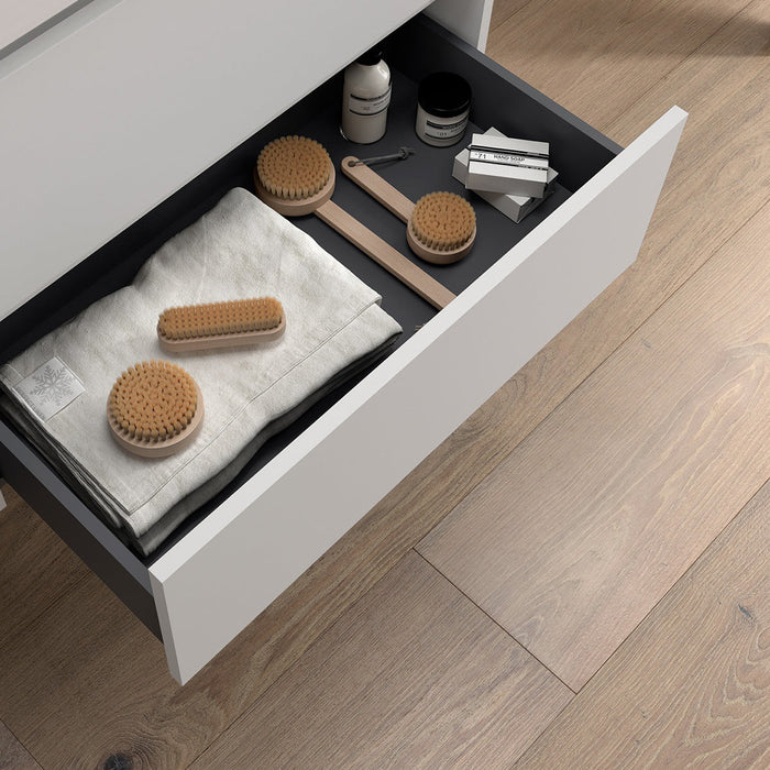 SALGAR 105526 NOJA Mueble de Baño con Tapa Encimera 4 Cajones 140 cm Color Blanco Mate