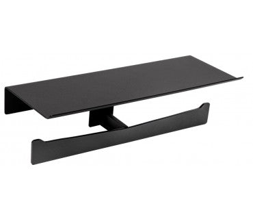 MEDICLINICS AI2004B AURA Double Toilet Paper Holder with Shelf Matte Black Toilet Paper