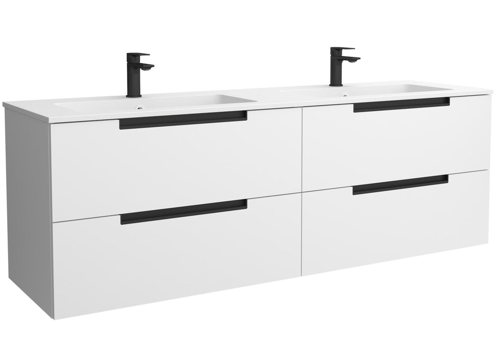 SALGAR 121988 LENI Mueble de Baño 2 pozas Solid Surface 160cm Blanco Mate