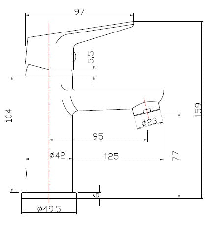 ARCOBAÑ 62LOTUS LOTUS  Monomando Lavabo Negro