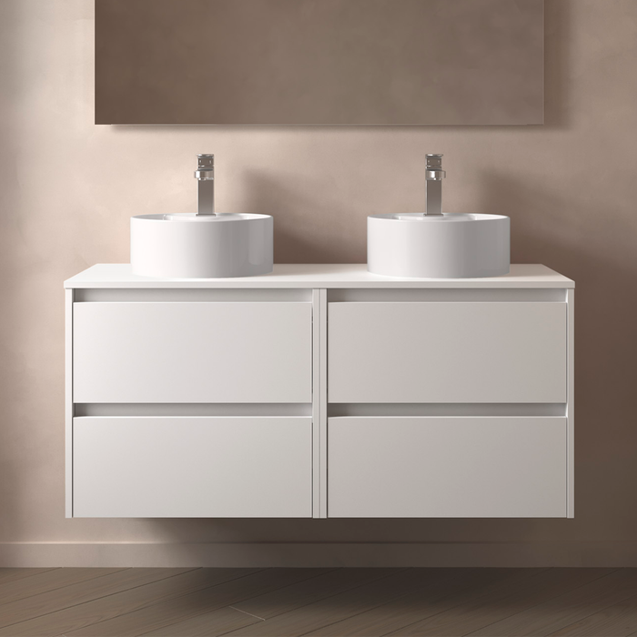 SALGAR 105526 NOJA Mueble de Baño con Tapa Encimera 4 Cajones 140 cm Color Blanco Mate