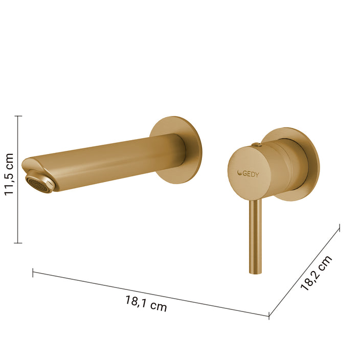 GEDY MXGA0788000 GARDA Grifo de pared para lavabo oro mate