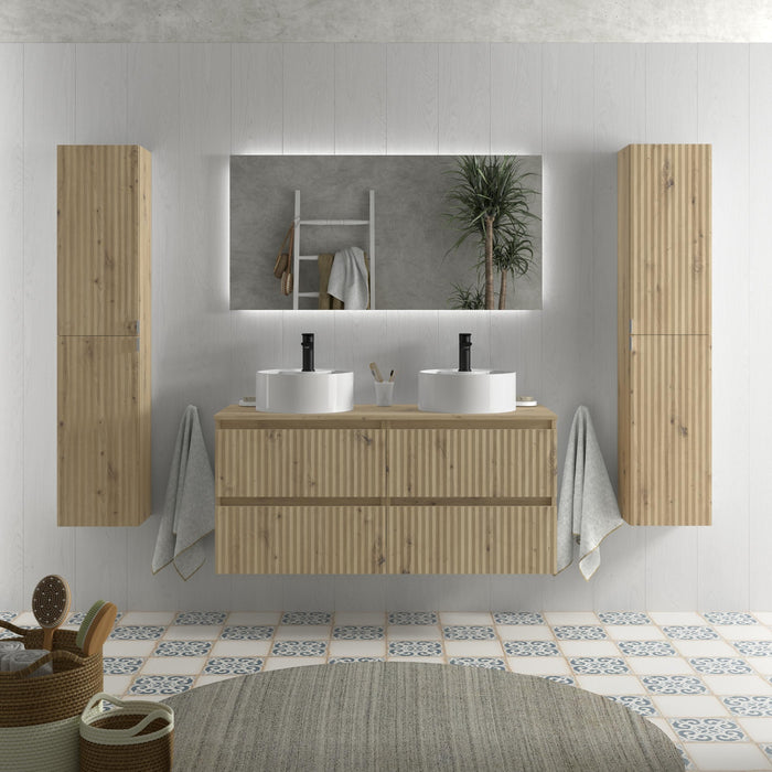 SALGAR 121775 KIRA Mueble de Baño 2 pozas Porcelana 120cm Roble