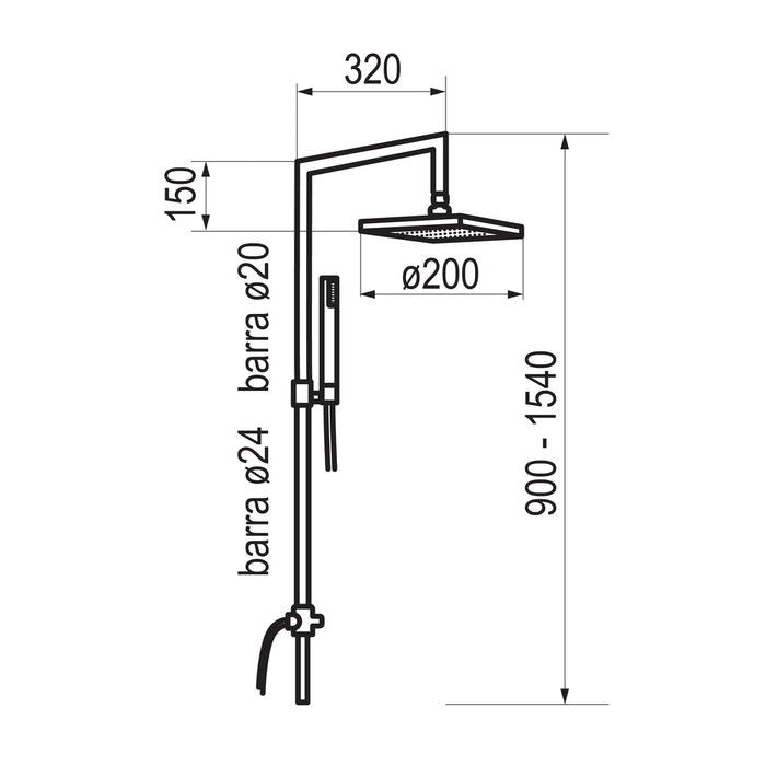 PRESTO 269400 Columna con rociador y accesorios nitro plus para grupo de ducha Cromo