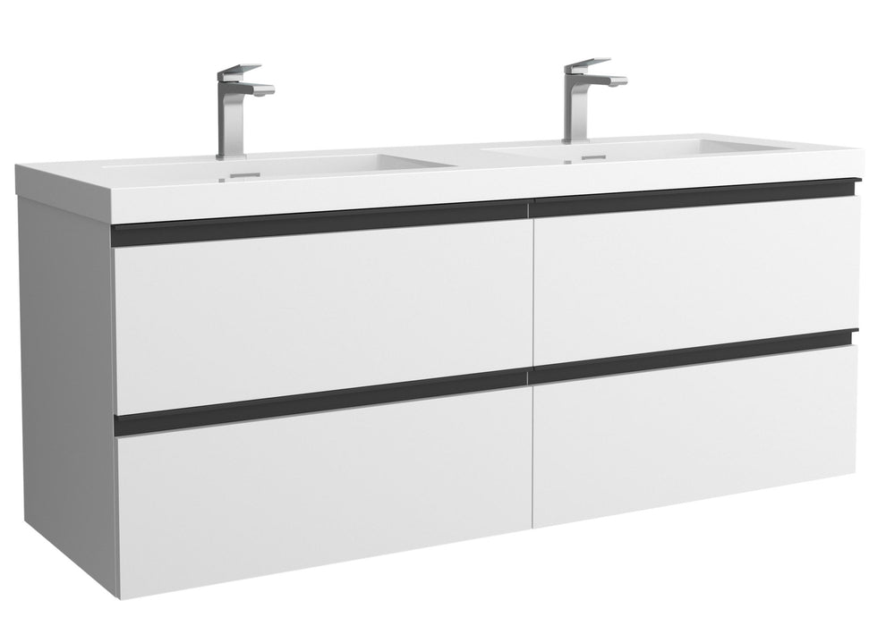 SALGAR 115931 BEQUIA METAL Mueble de Baño 2 pozas Carga Mineral 140cm Blanco Mate