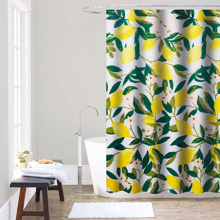 GEDY TTE13601200 LEMON White and Yellow Shower Curtain