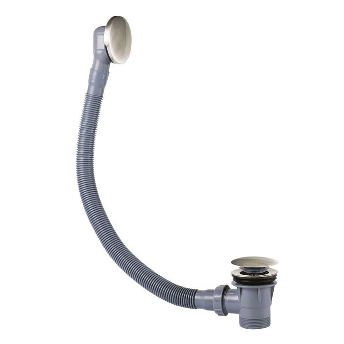 TRES 03453420AC FAUCET ACCESSORIES Click-Clack Drain Valve with Overflow for Bathtub Steel Color