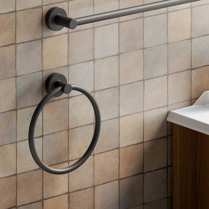 SONIA 185153 ASTRAL Toallero Anilla Negro Mate