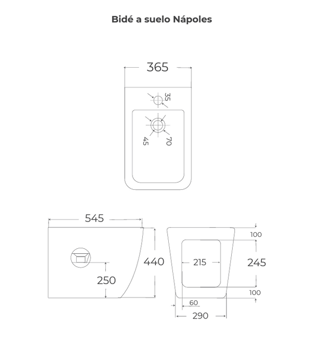 FOSSIL NATURA 01254 NÁPOLES Bidé a Suelo Altura Confort Negro Mate