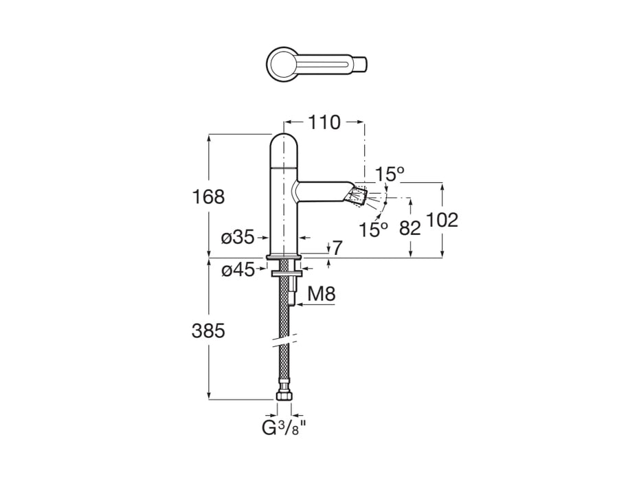 ROCA A5A6X3FC00 NU Grifo Monomando de Bidé Maneta Dome Cromo