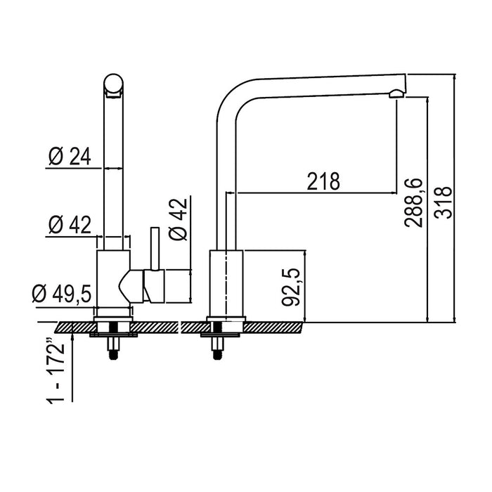 OXEN 160754 CERVERA  Grifo Cocina Monomando Cromo Brillo Latón