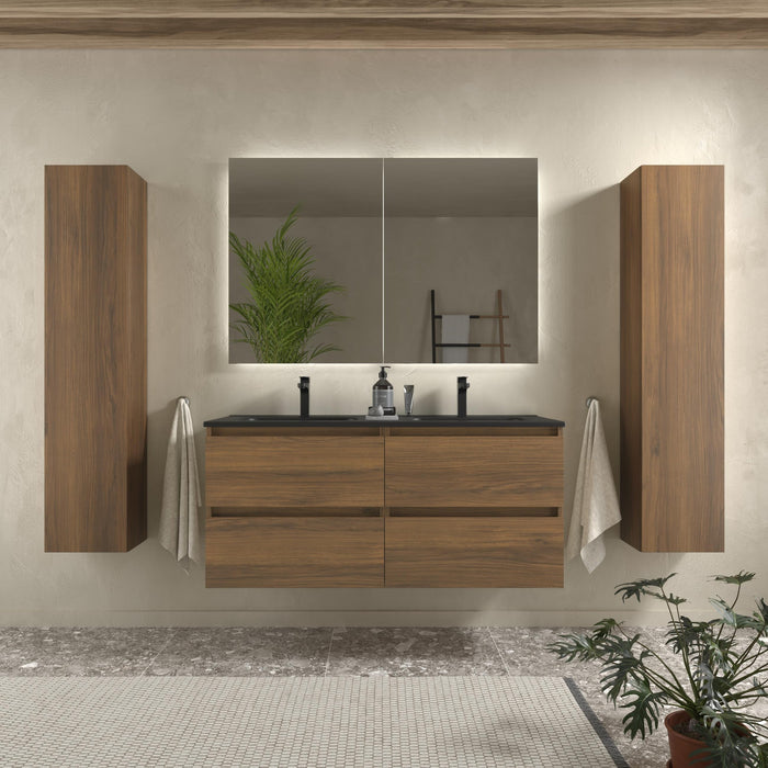 SALGAR BEQUIA Mueble Con Lavabo Constanza Negro 120 cm Nogal