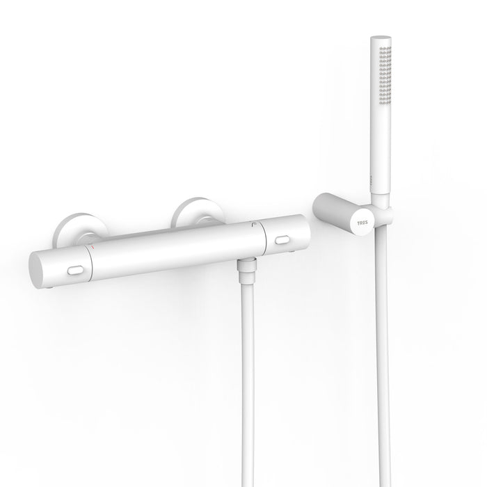 TRES 19016429BM OVER-WALL Thermostatic Wall-Mounted Over-Wall Shower Faucet Matte White