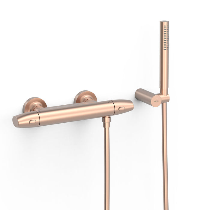 TRES 19016439OPM OVER-WALL Wall-Mounted Thermostatic Faucet Over-Wall Shower Matte 24K Rose Gold Color